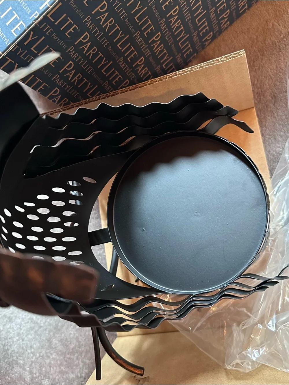 Partylite Metal Owl Decorative Accent - Black with Bronze Highlights